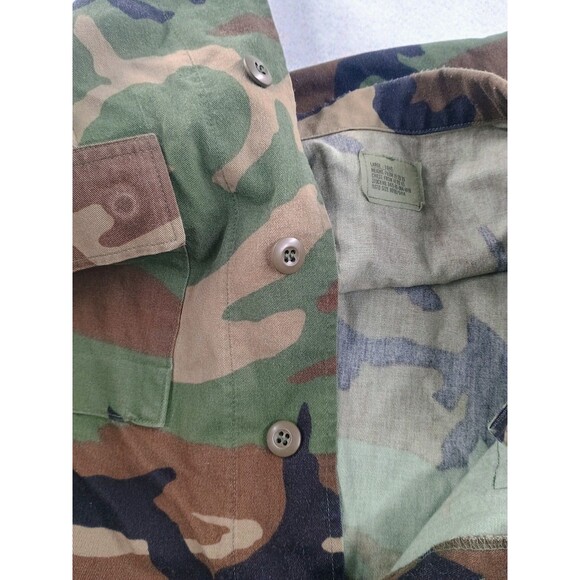 US ARMY Military Woodland Camo Coat BDU Large Long 8415-01-084-1644 patches *** - Picture 11 of 11